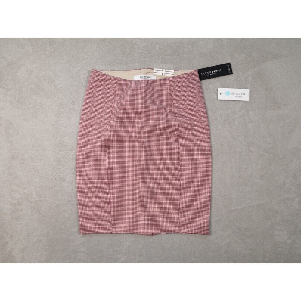 Liverpool Womens Red Pencil Skirt Plaid Size 2/26 Petite